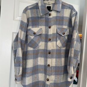 RDI Soft Plaid Jacket in Blue and Cream